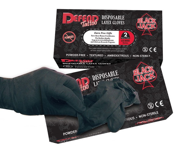 Defend Tattoo Blackjack Powder Free Textured Latex Gloves - DEF-BJLGVXLCS - Personal Care  sku DEF-BJLGVXLCS