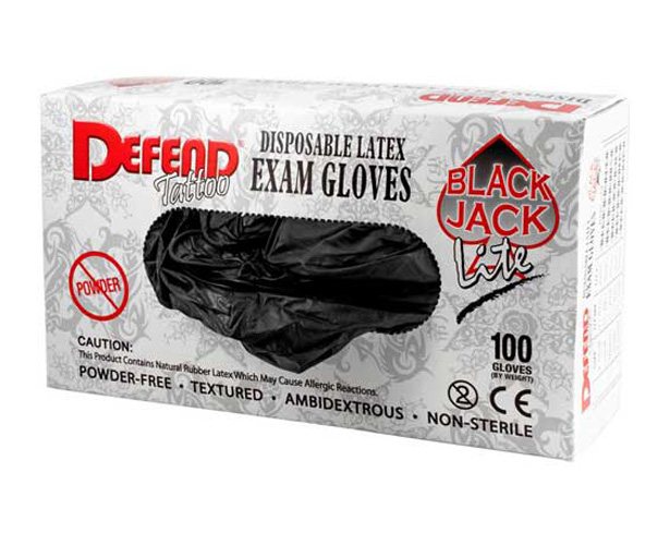 Defend Tattoo Blackjack Lite Latex Exam Gloves, P/F - Large, 1000/Case