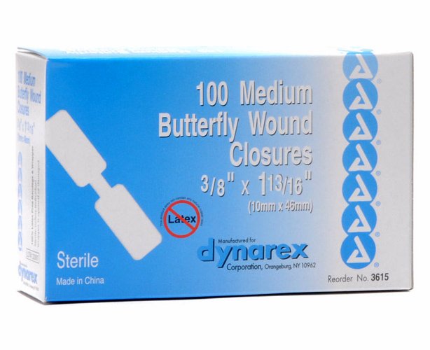 DYN-BUTTERMEDIUMBOX Dynarex Butterfly Wound Closures, Sterile sku DYN-BUTTERMEDIUMBOX