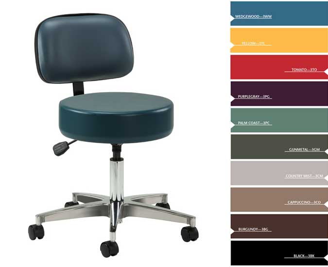 Pneumatic Stool with 5 Legs and Contour Backrest - PNEUMLUMBPALMCOAST - Personal Care  sku PNEUMLUMBPALMCOAST