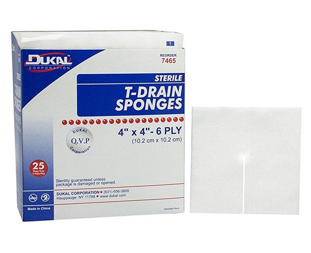 DRAINSPON4X46PCAS T-Drain Sponge / Split Gauze, Sterile sku DRAINSPON4X46PCAS